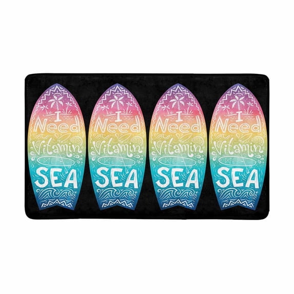 MKHERT Funny I Need Vitamin Sea in Rainbow Surfboard Doormat Rug Home Decor Floor Mat Bath Mat 30x18 inch