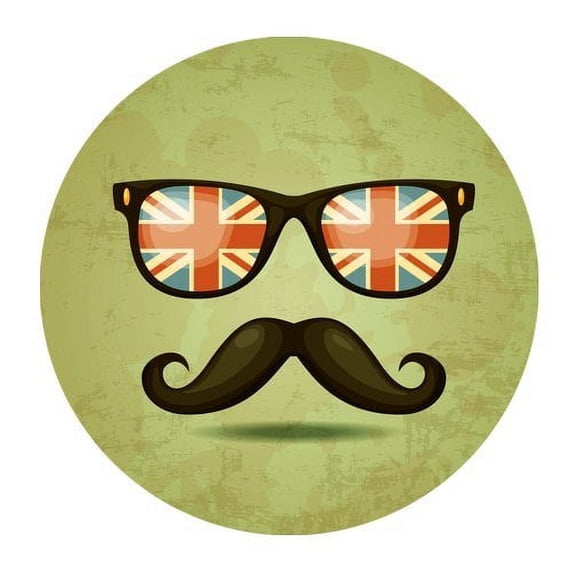 MKHERT Funny Man Face with Mustache and Glasses Round Mousepad Mat For Mouse Mice Size 7.87x7.87 inches
