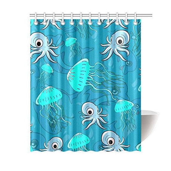MKHERT Funny Marine Life Polyester Fabric Bathroom Shower Curtain 60x72 inch