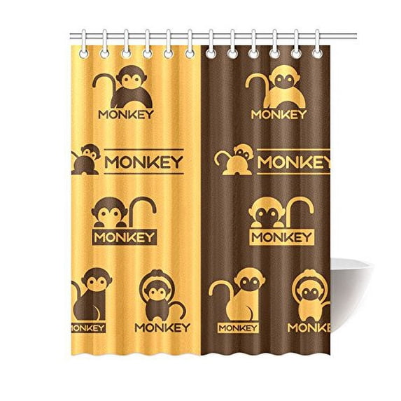 MKHERT Funny Monkey Design Polyester Fabric Bathroom Shower Curtain 60x72 inch