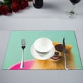 thumbnail image 1 of MKHERT Funny Pomeranian Puppy Dog Wearing Sunglasses Placemats Table Mats for Dining Room Kitchen Table Decoration 12x18 inch,Set of 6, 1 of 4