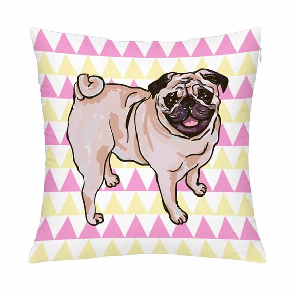 MKHERT Funny Pug Pillow Covers Pillowcase Throw Pillows 18x18 inch