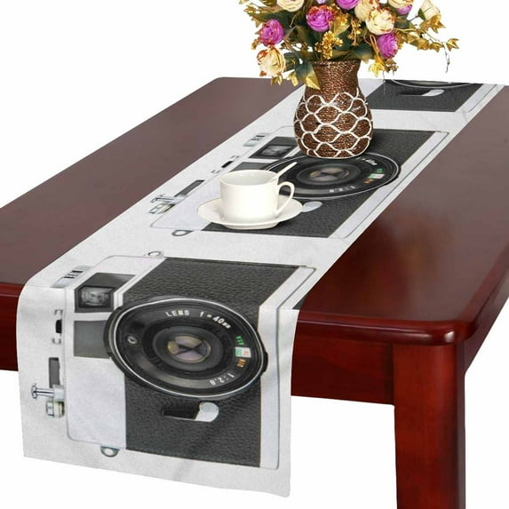 MKHERT Funny Retro Camera Table Runner Home Decor for Wedding Party Banquet Decoration 16x72 Inch