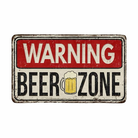 MKHERT Funny Rusty Metal Sign Warning Beer Zone Doormat Rug Home Decor Floor Mat Bath Mat 30x18 inch