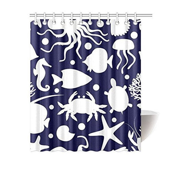 MKHERT Funny Sea Animals Polyester Fabric Bathroom Shower Curtain 60x72 inch