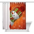 thumbnail image 1 of MKHERT Funny Snowman and Snowflakes Merry Christmas Themed Waterproof Shower Curtain Decor Fabric Bathroom Set 66x72 inch, 1 of 1