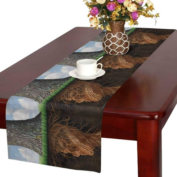 MKHERT Funny Taking Roots as Underground Tree Roots Shaped Like a Human Head Table Runner Home Decor for Wedding Banquet Decoration 16x72 Inch