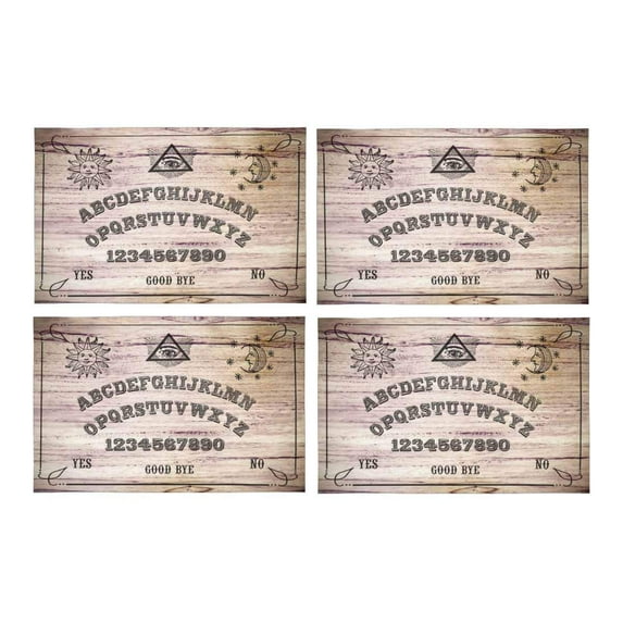 MKHERT Funny Vintage Ouija Board Wood Pattern Placemats Table Mats for Dining Room Kitchen Table Decoration 12x18 inch,Set of 4