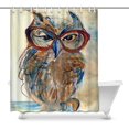 thumbnail image 1 of MKHERT Funny Wise Owl with Big Eyes in Glasses Animal Watercolor House Decor Shower Curtain for Bathroom Decorative Bathroom Shower Curtain Set 66x72 inch, 1 of 1