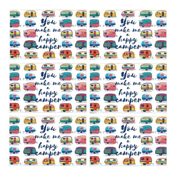 MKHERT Funny You Make Me Happy Camper Inspirational Quote with Retro Caravans Placemats Table Mats for Dining Room Kitchen Table Decoration 12x18 inch,Set of 6