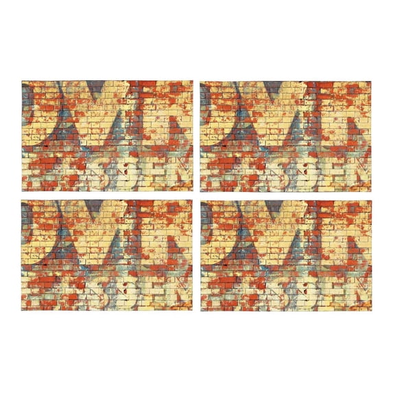 MKHERT Funny an Old Grunge Red Brick Wall with Painted Letters Placemats Table Mats for Dining Room Kitchen Table Decoration 12x18 inch,Set of 4