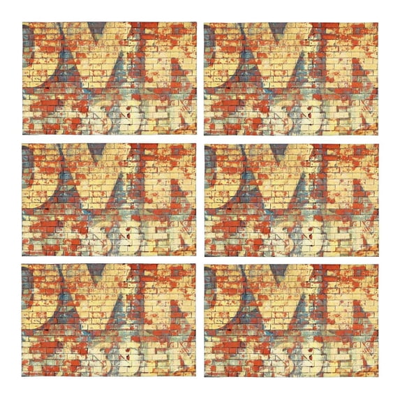 MKHERT Funny an Old Grunge Red Brick Wall with Painted Letters Placemats Table Mats for Dining Room Kitchen Table Decoration 12x18 inch,Set of 6