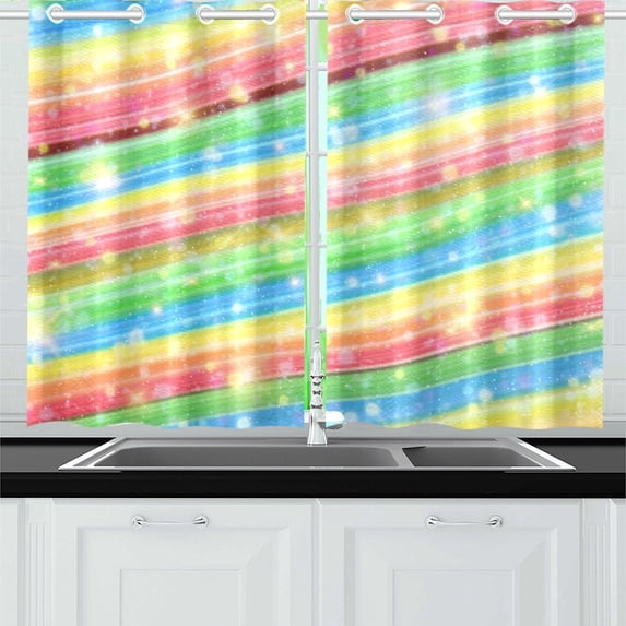 MKHERT Galaxy Fantasy Window Curtain Kitchen Curtain 26x39 inch,Two Piece