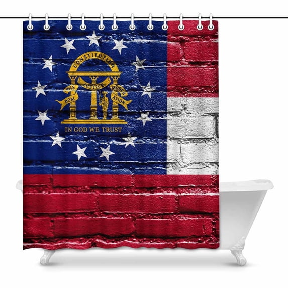 MKHERT Georgia State Flag Painted on Brick Wall Waterproof Polyester Fabric Shower Curtain Bathroom Sets Home Decor 60x72 inch