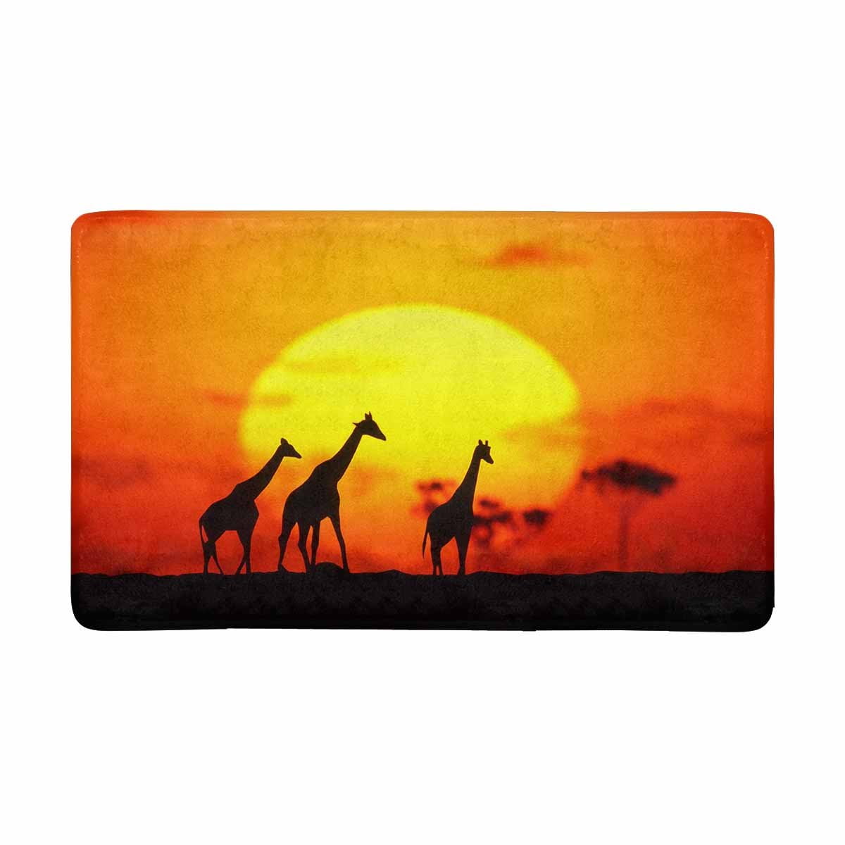 MKHERT Giraffe Family Silhouette Over Sunrise in Kenya African Savanna
