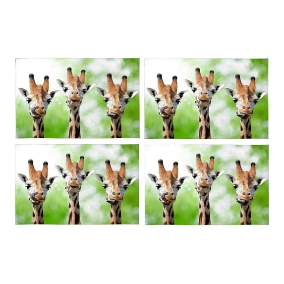 MKHERT Giraffe Heads Wild Animals Placemats Table Mats for Dining Room Kitchen Table Decoration 12x18 inch,Set of 4