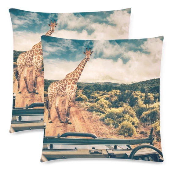 MKHERT Giraffe Pattern Throw Pillowcase Pillow Cover Cushion Couver 18x18 inch, Set of 2
