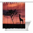 thumbnail image 1 of MKHERT Giraffes Family with Tree over Sunset in Kenya House Decor Shower Curtain for Bathroom Decorative Bathroom Shower Curtain Set 66x72 inch, 1 of 1