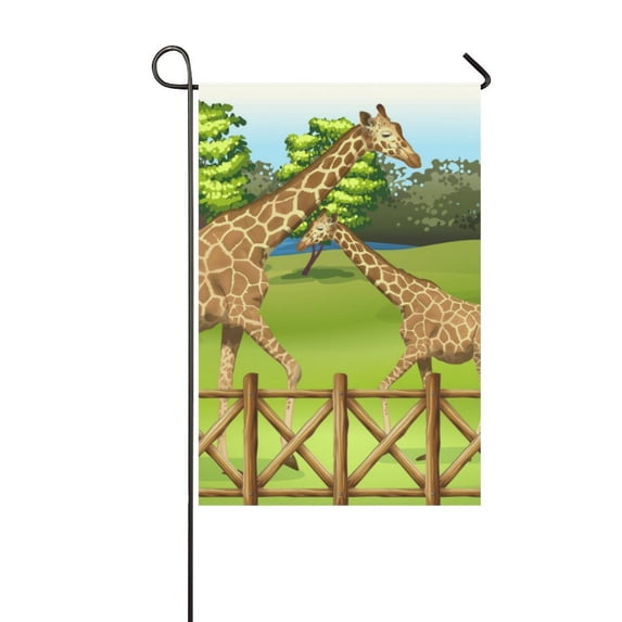 MKHERT Giraffes With Fence Garden Flag Banner Decorative Flag for Wedding Party Yard Home Outdoor Decor 12x18 inch
