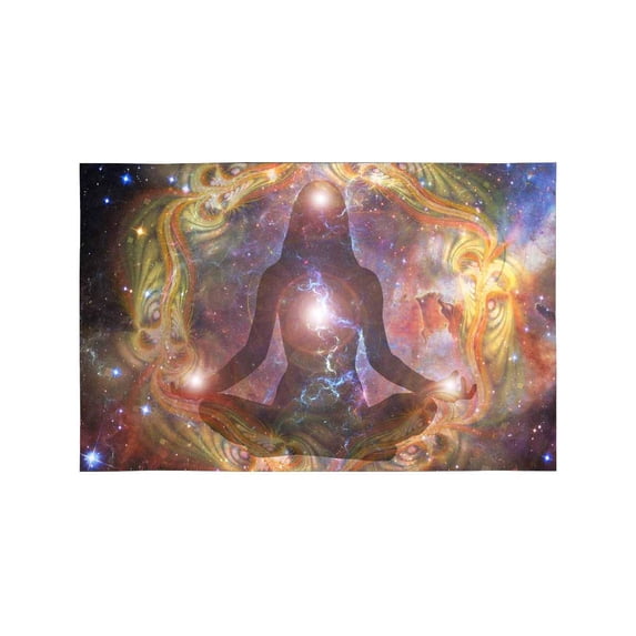 MKHERT Girl in Lotus Position in Space Universe Deep Meditation Placemats Table Mats for Dining Room Kitchen Table Decoration 12x18 inch,Set of 6