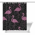 thumbnail image 1 of MKHERT Girly Striped Background with Pink Glitter Flamingo Waterproof Polyester Fabric Shower Curtain Bathroom Sets 60x72 inch, 1 of 1