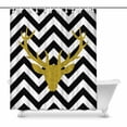 thumbnail image 1 of MKHERT Gold Glitter Deer Head in Black and White Chevron House Decor Shower Curtain for Bathroom Shower Curtain Set 60x72 inch, 1 of 1