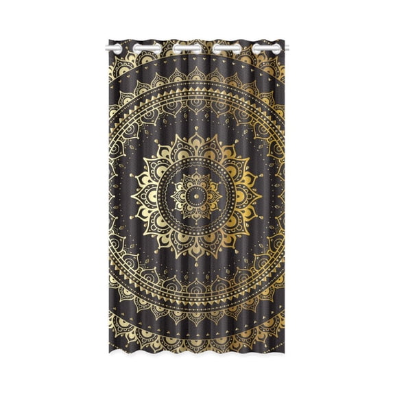MKHERT Gold Mandala Window Curtain Living Room,Bedroom Window Drapes 52x84 inch