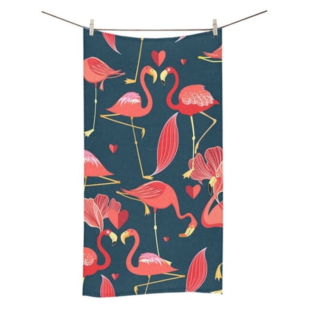 MKHERT Graphic Seamless Pattern Of Red Flamingo Bath Towel Shower Towel Wash Cloth Face Towels 16x28 Inches