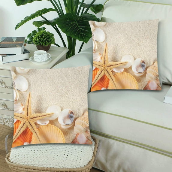 MKHERT Group of Seashells Pillowcase Pillow Protector Cushion Cover 18x18 inch,Set of 2