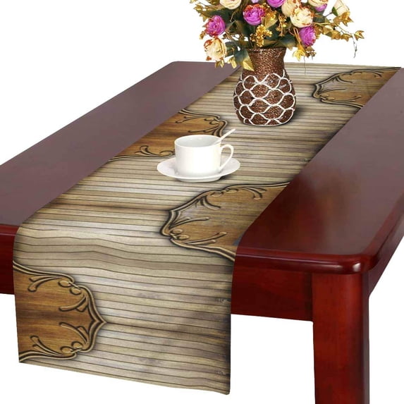 MKHERT Grundy Vintage Wooden Background Table Runner Home Decor for Kitchen Dining Wedding Party 16x72 Inch