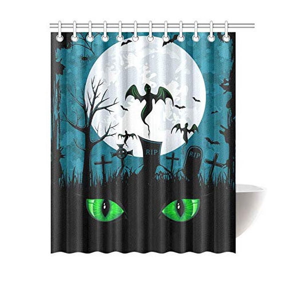 MKHERT Grunge Halloween Night Polyester Fabric Bathroom Shower Curtain 60x72 inch