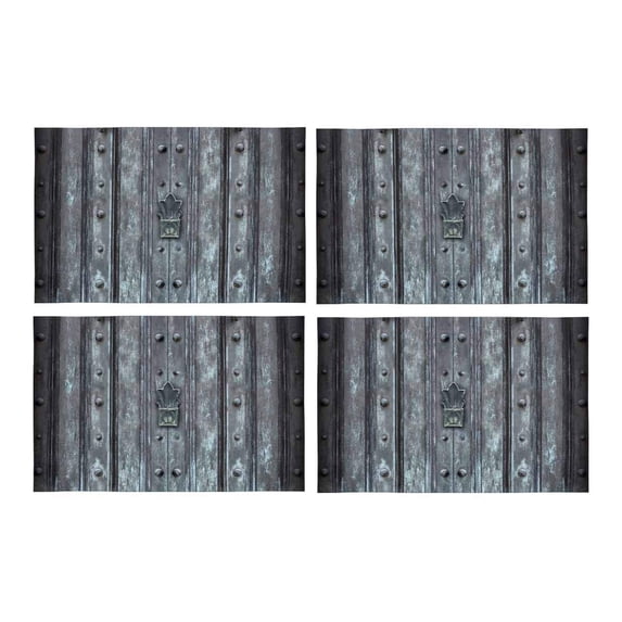 MKHERT Grunge Old Big Solid Iron Protected Door Ancient Structure Placemats Table Mats for Dining Room Kitchen Table Decoration 12x18 inch,Set of 4