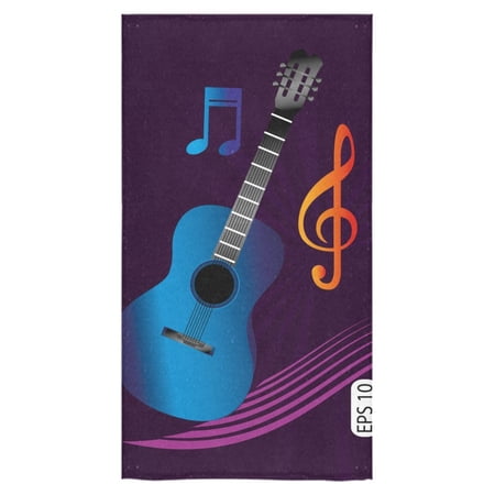 MKHERT Guitar Music Note Rock Design EPS 10 Bath Towel 30x56 Inches Bathroom Towel Beach Sunbath