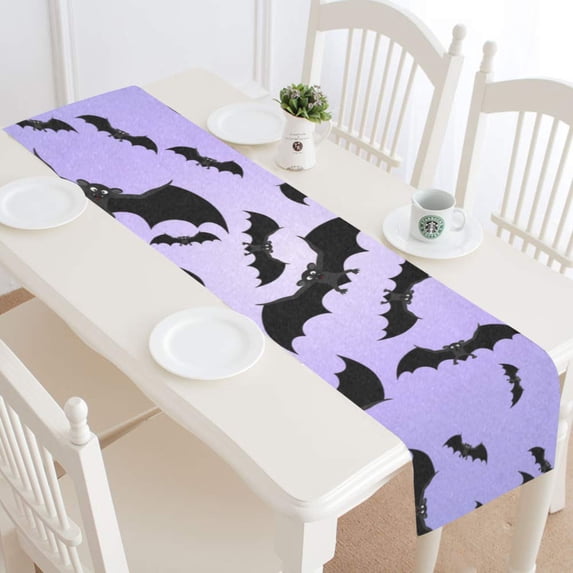 MKHERT Halloween Bats Table Runner for Kitchen Wedding Party Home Decor 16x72 inch