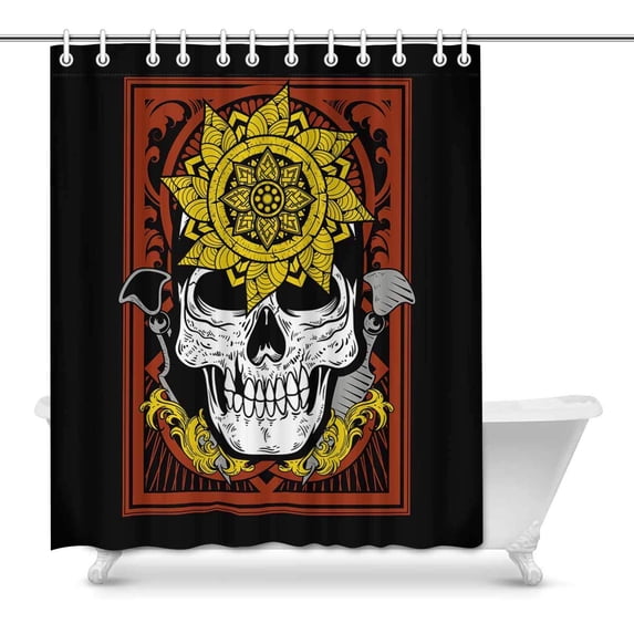 MKHERT Halloween Skull Flower Sword Waterproof Shower Curtain Decor Fabric Bathroom Set 60x72 inch