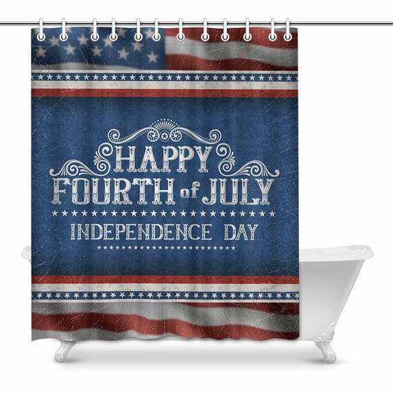 MKHERT Happy 4th of July Independence Day with American Flag Home Decor Waterproof Polyester Bathroom Shower Curtain Bath 60x72 inch