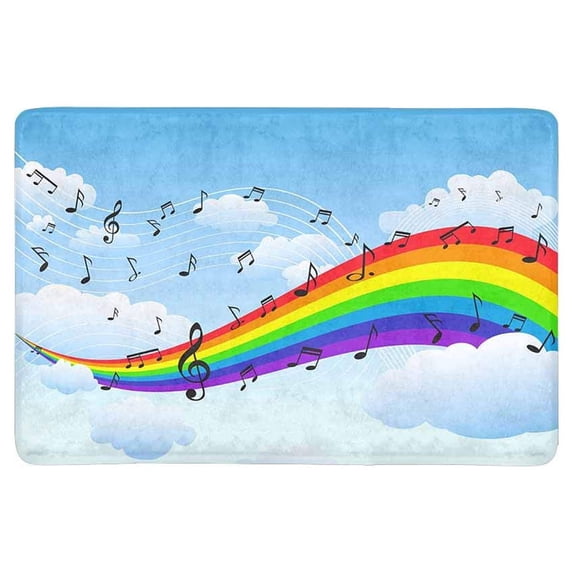 MKHERT Happy Rainbow with Music Notes Funny Cartoon Artwork Doormat Rug Home Decor Floor Mat Bath Mat 23.6x15.7 inch