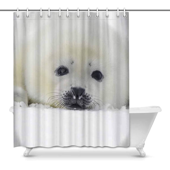 MKHERT Harp Seal Pups Funny Animal Home Decor Waterproof Polyester Fabric Shower Curtain Bathroom Sets 60x72 inch