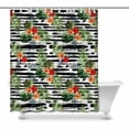 thumbnail image 1 of MKHERT Hawaiian Hibiscus Flowers with Tropical Palm Leaves on Stripes House Decor Shower Curtain for Bathroom Decorative Fabric Bath Curtain Set 66x72 inch, 1 of 1