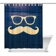 thumbnail image 1 of MKHERT Hipster Mustache and Glasses On Blue Wooden House Decor Shower Curtain for Bathroom Decorative Fabric Bath Curtain Set 66x72 inch, 1 of 1