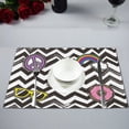 thumbnail image 1 of MKHERT Hipster Mustaches Peace Sign Rainbow Donut on Stripes Placemats Table Mats for Dining Room Kitchen Table Decoration 12x18 inch,Set of 6, 1 of 4