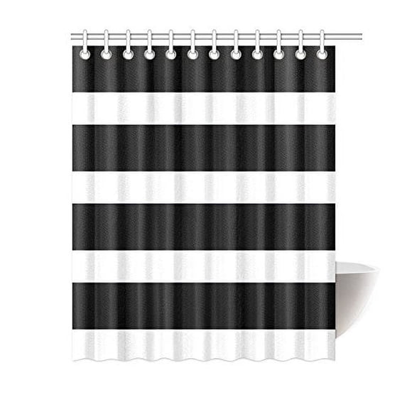 MKHERT Horizontal Straight Lines Stripes Black White Decor Waterproof Polyester Bathroom Shower Curtain Bath 60x72 inch