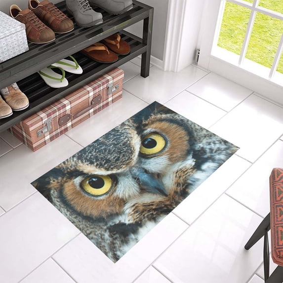 MKHERT Horned Owl Doormat Rug Home Decor Floor Mat Bath Mat 23.6x15.7 inch