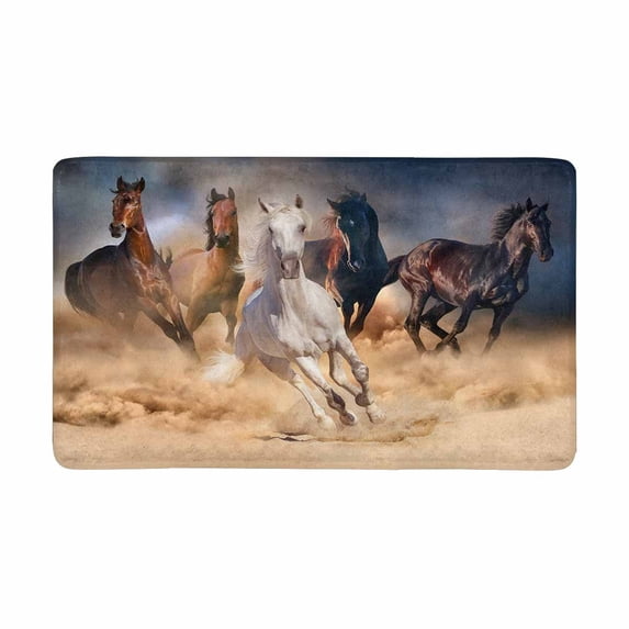 MKHERT Horse Herd Run in Desert Sand Storm Against Dramatic Sky Doormat Rug Home Decor Floor Mat Bath Mat 30x18 inch