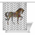 thumbnail image 1 of MKHERT Horse and Rainbow in Gray and White Chevron Waterproof Shower Curtain Decor Fabric Bathroom Set 66x72 inch, 1 of 1