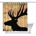 thumbnail image 1 of MKHERT Huge Bull Elk Silhouette with Velvet Antlers House Decor Shower Curtain for Bathroom Decorative Fabric Bath Curtain Set 66x72 inch, 1 of 1