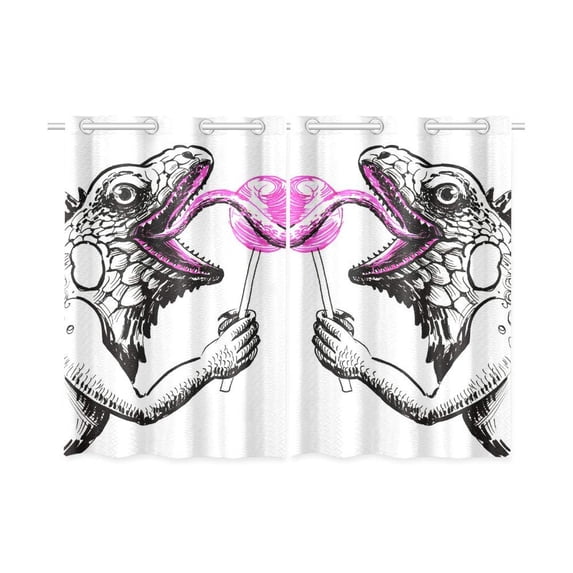 MKHERT Iguana Lizard Lollipop Window Curtains Kitchen Curtain Room Bedroom Drapes Curtains 26x39 inch, 2 Piece