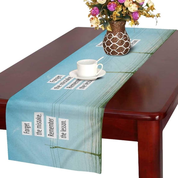 MKHERT Inspirational Quote Over Blue Sky Remember The Lesson Table Runner Home Decor for Home Kitchen Dining Wedding Party 16x72 Inch