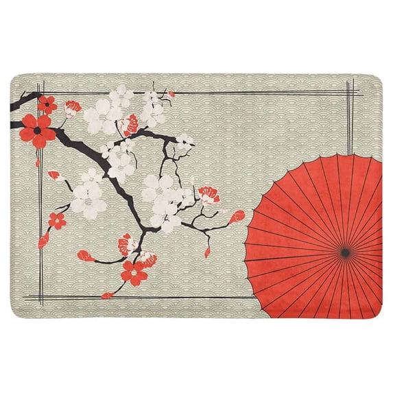 MKHERT Japanese Umbrella and Japanese Cherry Sakura Doormat Rug Home Decor Floor Mat Bath Mat 23.6x15.7 inch
