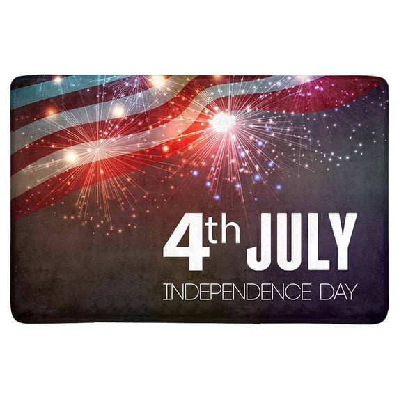 MKHERT July 4th USA Independence Day with American Flag and Fireworks Doormat Rug Home Decor Floor Mat Bath Mat 23.6x15.7 inch
